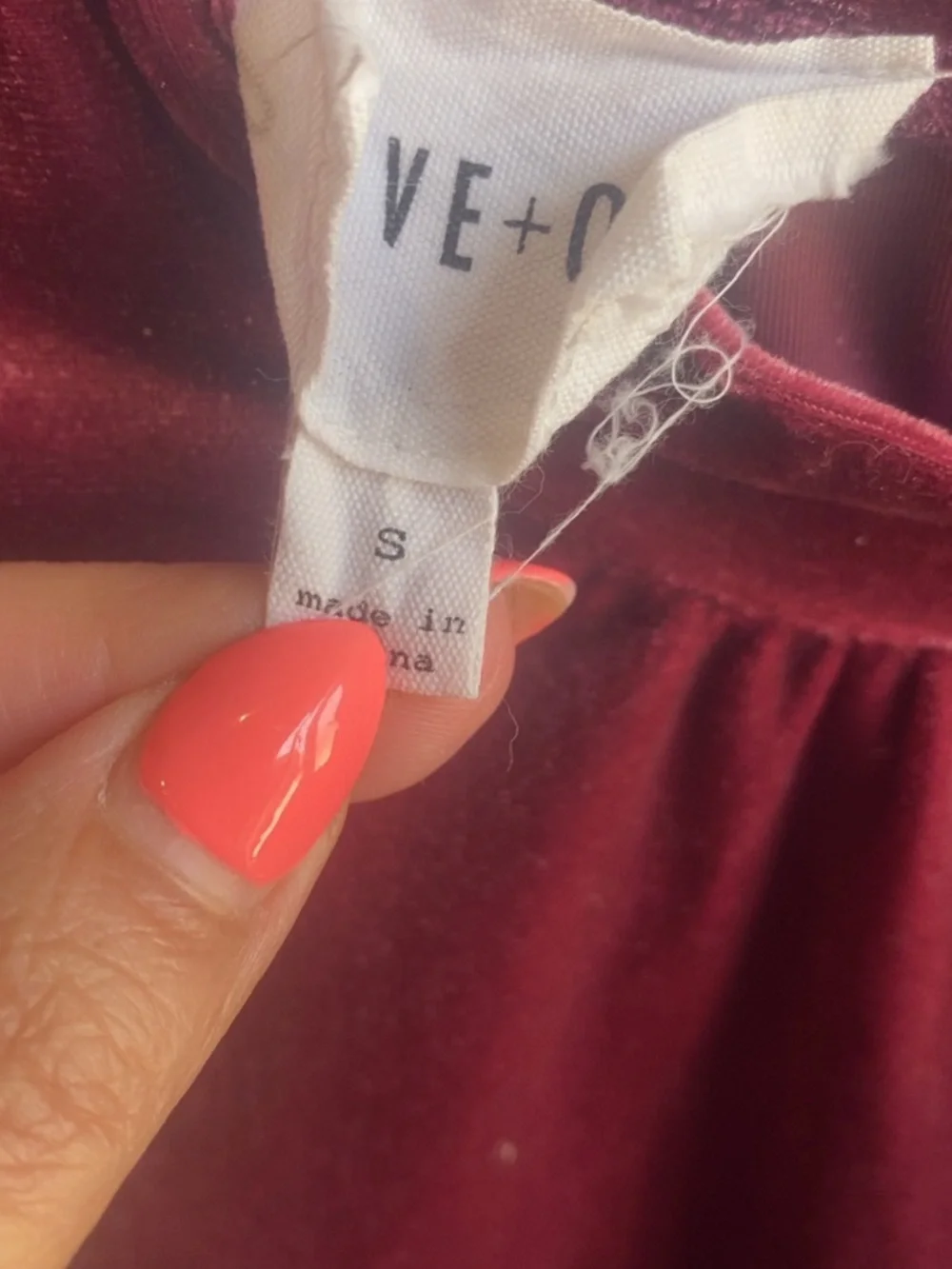 OLIVE + OAK Burgundy Velvet Mock Neck Ruffle Sleeve Blouse Women's S - Picture 5 of 5